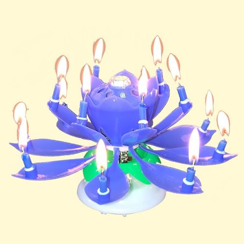 Музыкальная свеча - "С днём рождения", голубая